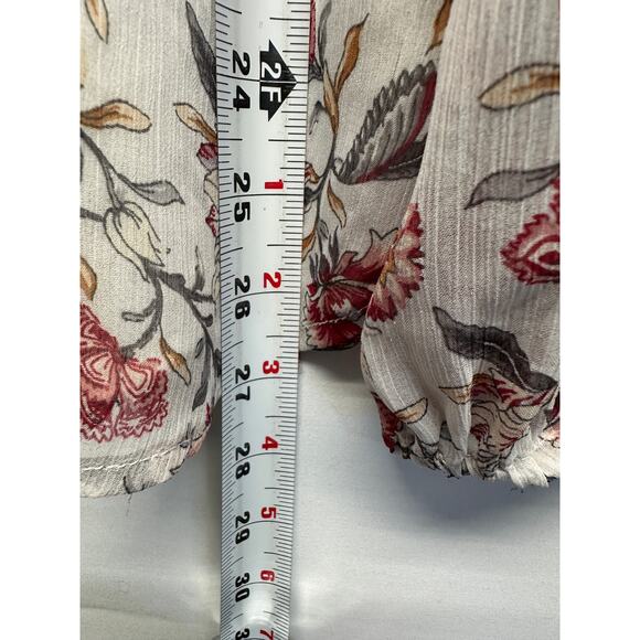 Loft Women Gorgeous Floral Shear Lined Ruffled LS Blouse Large Holiday - Picture 6 of 10